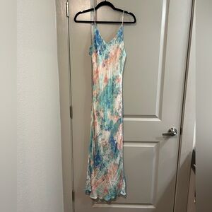 Gilli Blue and Orange Tie-Dye Dress